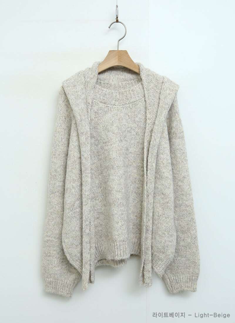 I BLLE東大門㊣直郵女士新款休閑人氣時尚職業針織衫披肩兜帽I BLLE針織衫