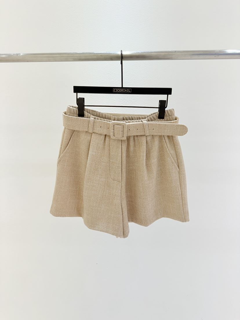 CORAL東大門㊣實拍女裝新款時尚人氣真品休閑短褲含腰帶系帶CORAL短褲