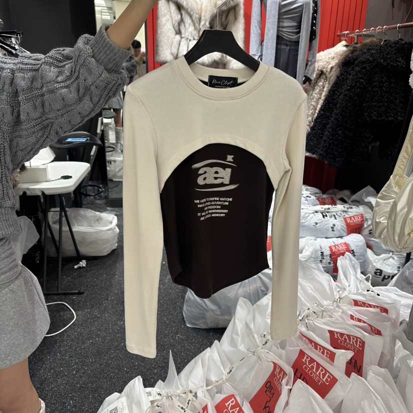 RARE CLOSET韓國直郵㊣女裝新品熱賣人氣時尚長袖T恤假兩件RARE CLOSET長袖T恤