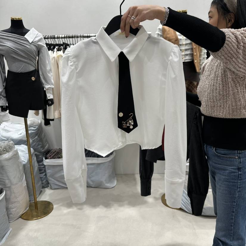 LOTTIMO東大門㊣實拍女士新品職業熱賣25秋冬襯衫蕾絲衫含領帶LOTTIMO襯衫/蕾絲衫