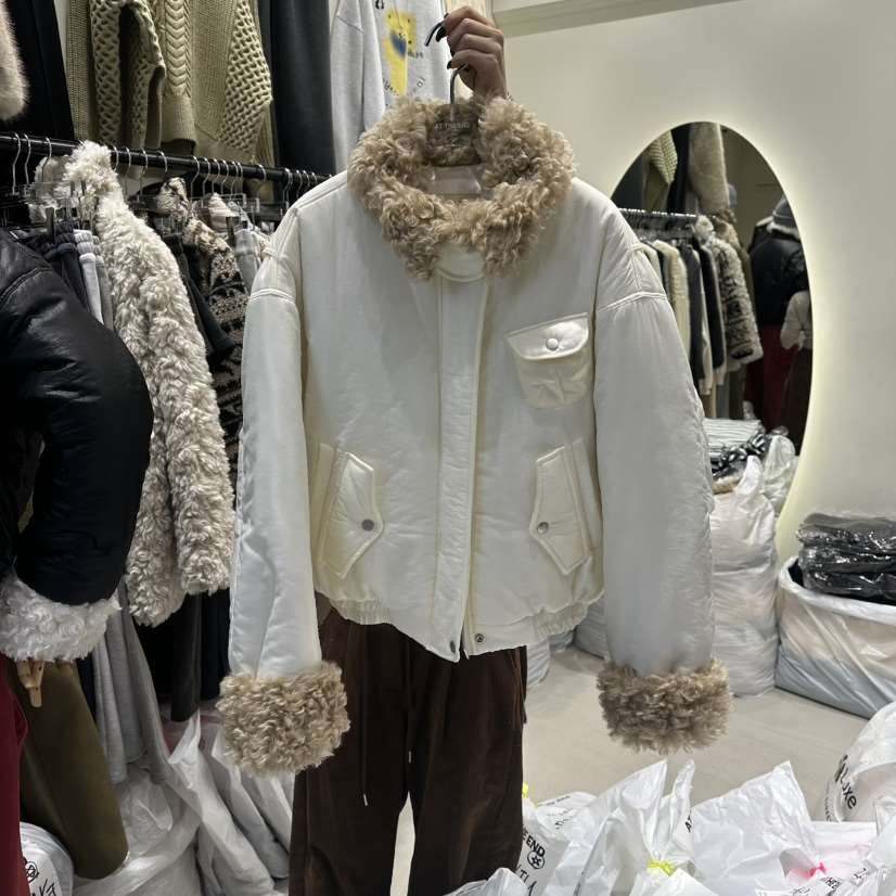 AT THE END韓國代購㊣女裝新款職業熱賣休閑短款棉服填充AT THE END短款棉服