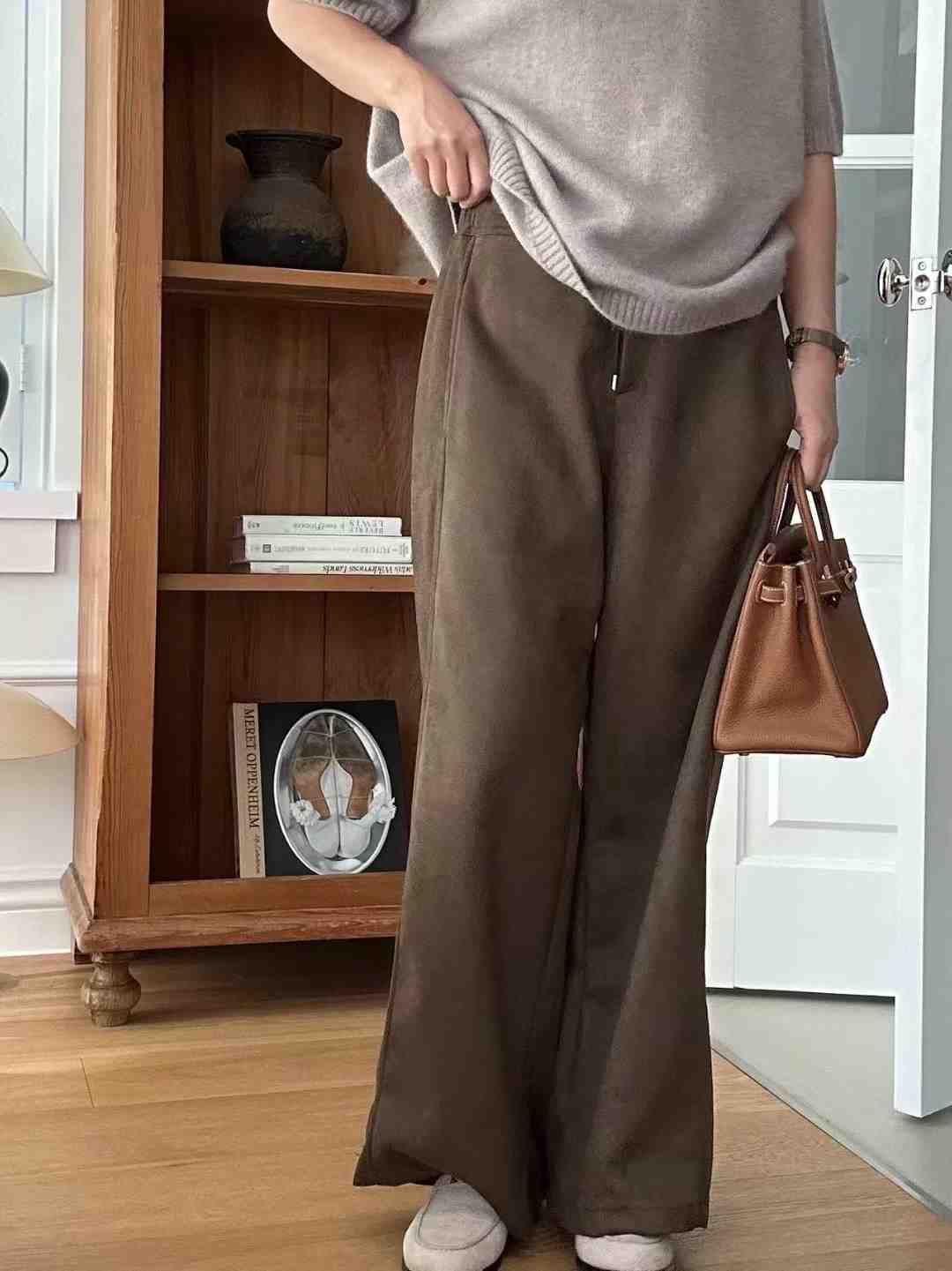 KIND-카인드-OT韓國代購㊣女裝新款時尚人氣休閑褲皮褲麂皮KIND-ot休閑褲