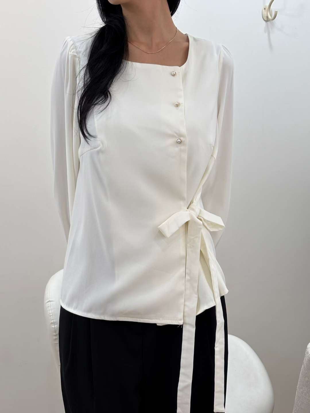 Cream東大門㊣實拍女士新品熱賣襯衫蕾絲衫Cream停襯衫/蕾絲衫