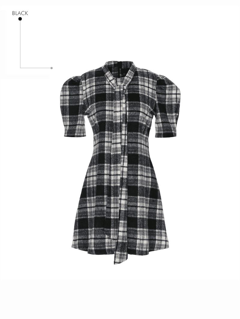 ALLURE東大門㊣實拍女裝新品人氣推薦25秋冬連衣裙格紋圍巾ALLURE連衣裙