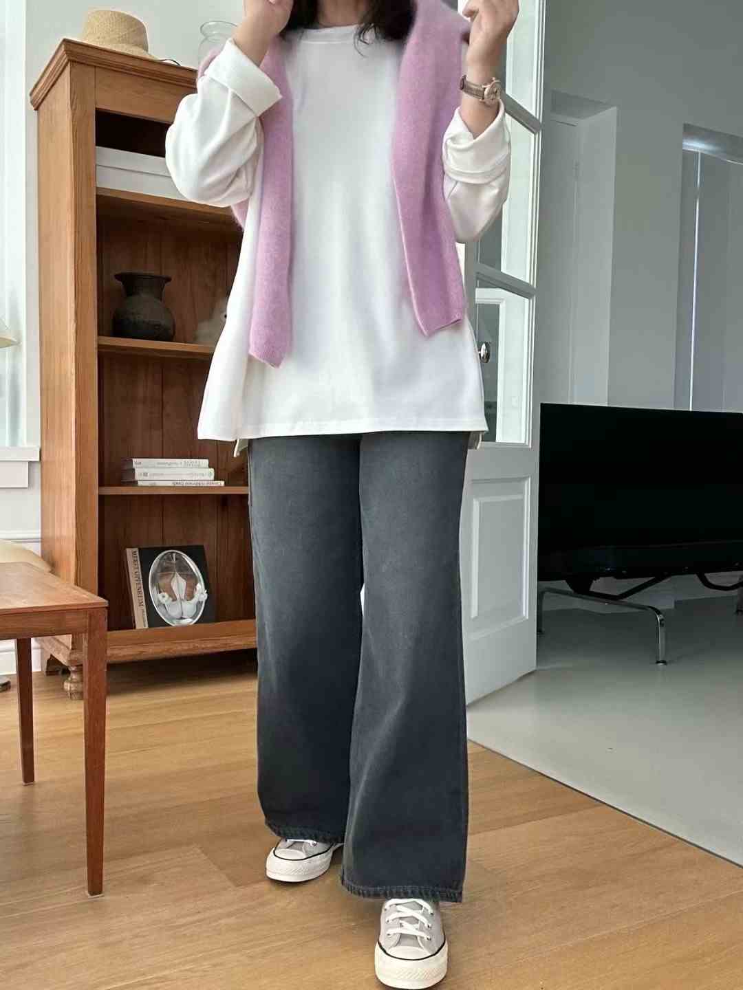 KIND-카인드-OT韓國代購㊣女裝新品推薦職業長袖T恤不含披肩KIND-ot長袖T恤