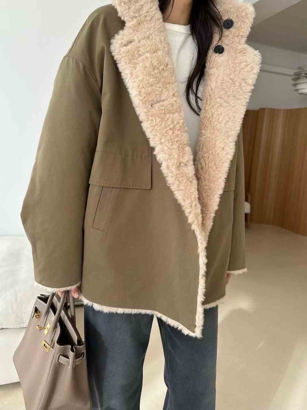 KIND-카인드-OT東大門㊣代購女裝新品職業夾克兩面可穿羊毛雙面KIND-ot夾克