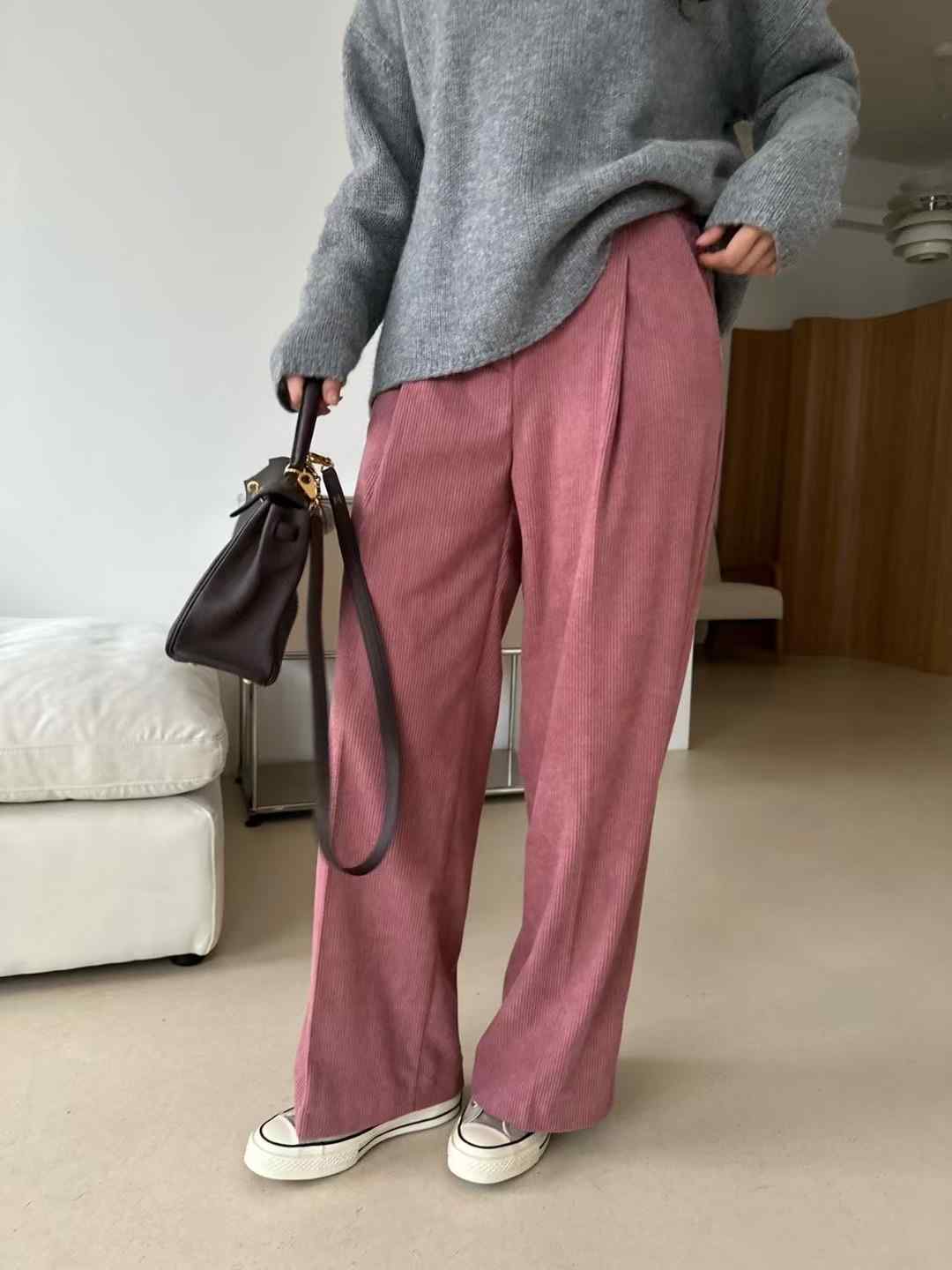 KIND-카인드-OT韓國代購㊣女士新款人氣休閑褲燈芯絨抓絨KIND-ot休閑褲