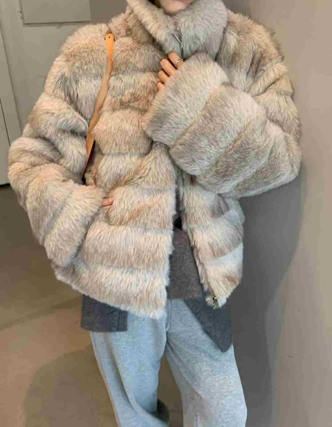 ETEMOY東大門㊣實拍女裝新款25秋冬推薦職業時尚短款大衣毛皮LEHEIM短款大衣