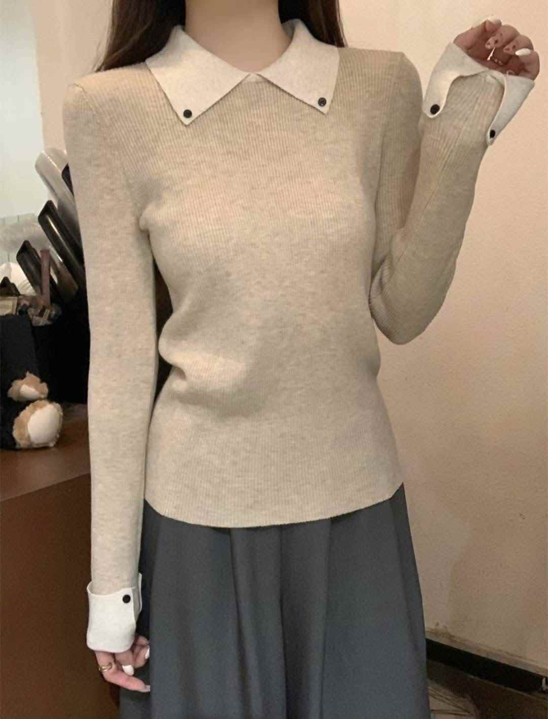 ETEMOY東大門㊣實拍女裝新款時尚人氣職業熱賣推薦休閑針織衫LEHEIM針織衫