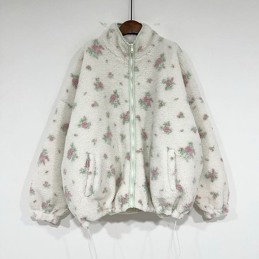 AMOOD韓國代購㊣女士新款職業推薦時尚25秋冬熱賣夾克拉鏈花朵AMOOD夾克