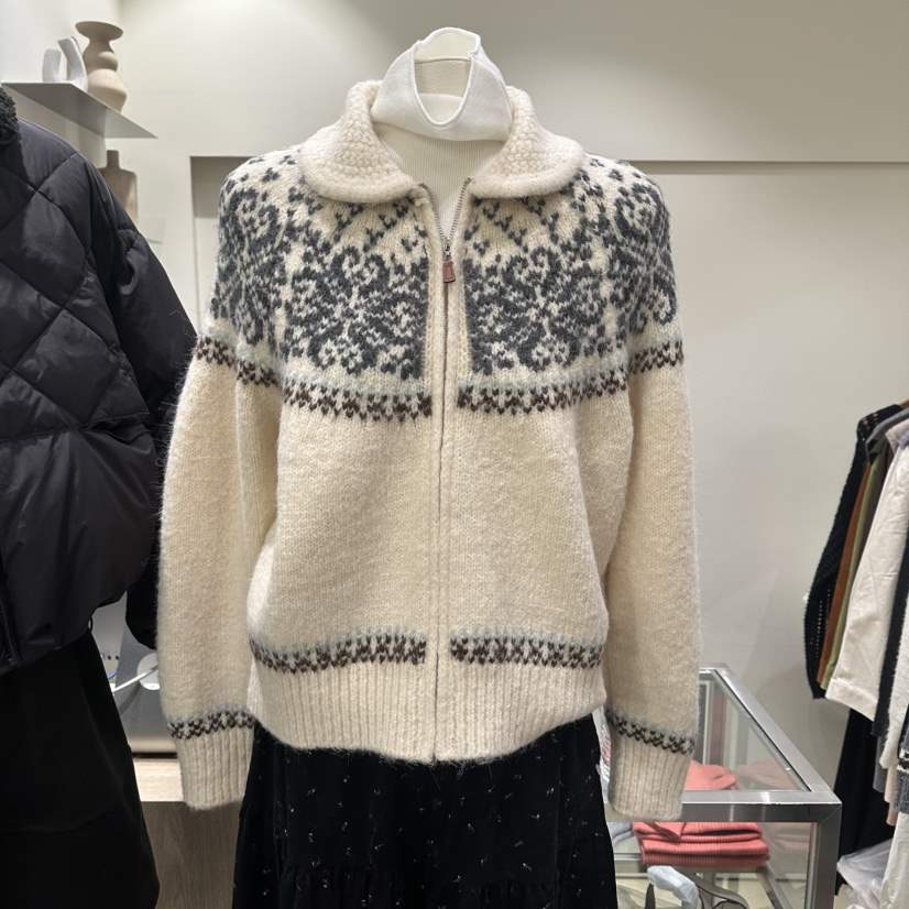 MELO韓國代購㊣女裝新款時尚25秋冬職業休閑推薦毛衣圓領開衫MELO毛衣