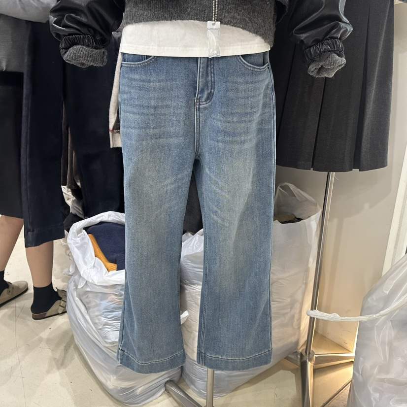 MELO韓國代購㊣女裝新品時尚推薦人氣休閑25秋冬牛仔褲加絨MELO牛仔褲