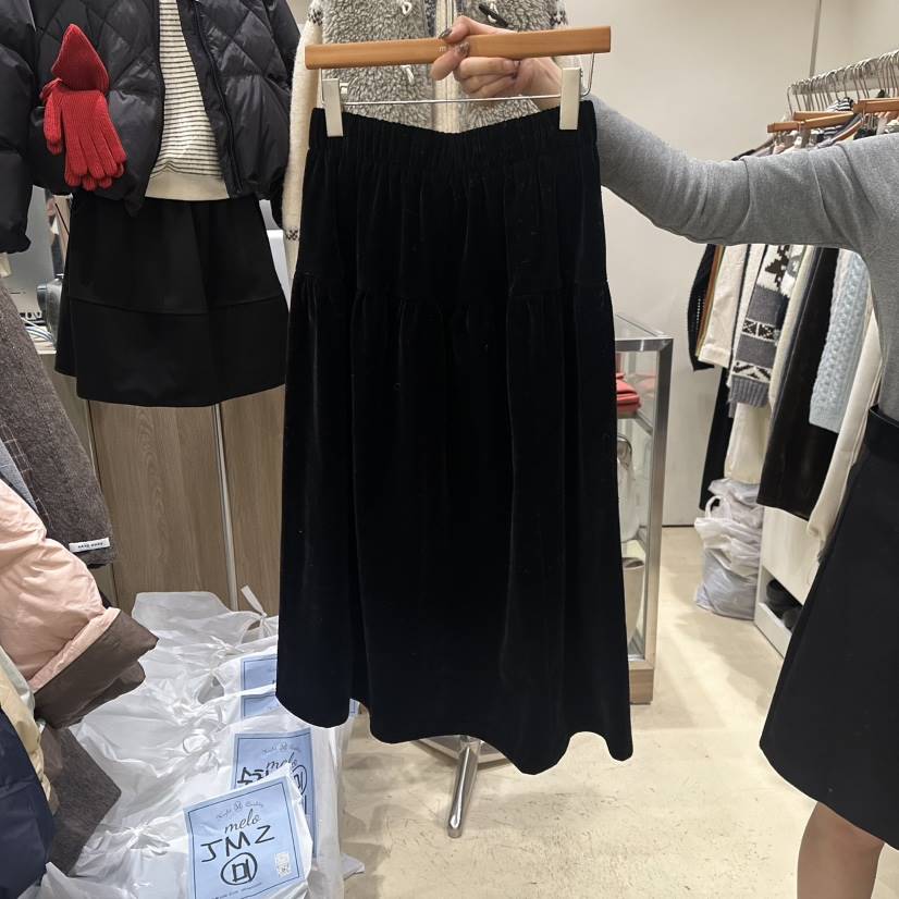 MELO韓國直郵㊣女士新款職業真品休閑推薦熱賣時尚長裙天鵝絨MELO長裙