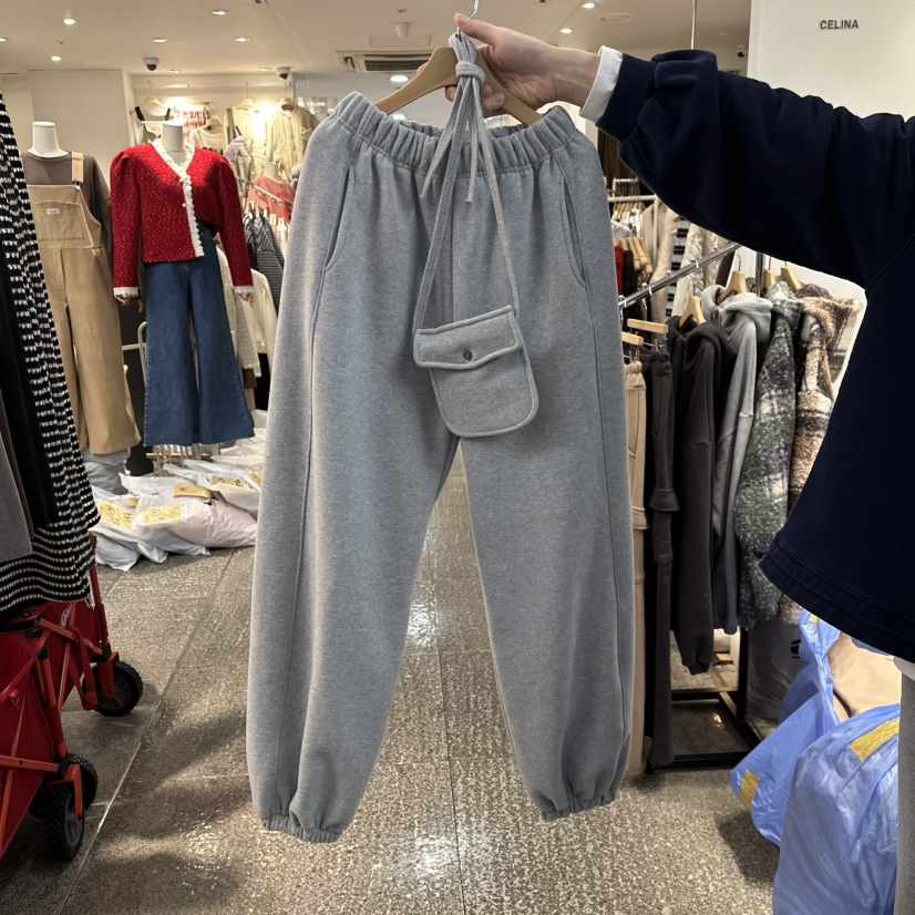 CELINA韓國代購㊣女裝新品休閑推薦職業熱賣休閑褲口袋加絨CELI_NA休閑褲