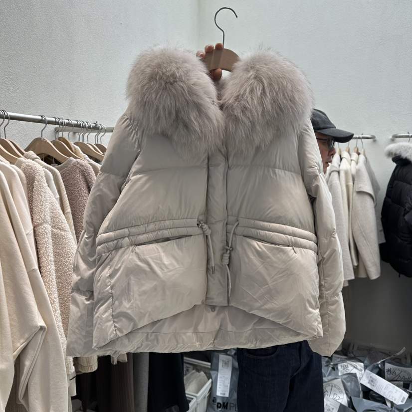 HUMMING BIRD韓國直郵㊣女士新款職業25秋冬短款羽絨服狐貍絨HUMMING BIRD短款羽絨服