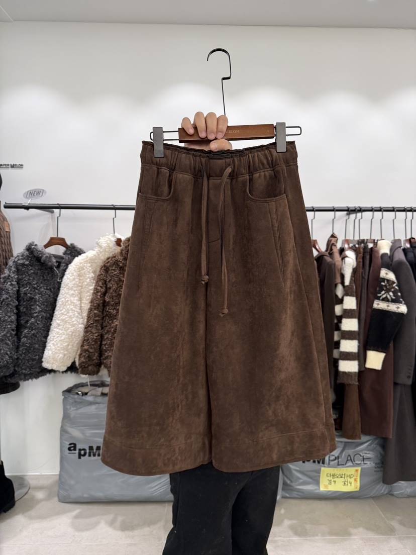 WATERMELON韓國代購㊣女裝新品時尚真品熱賣推薦休閑褲天鵝絨WATER MELON休閑褲