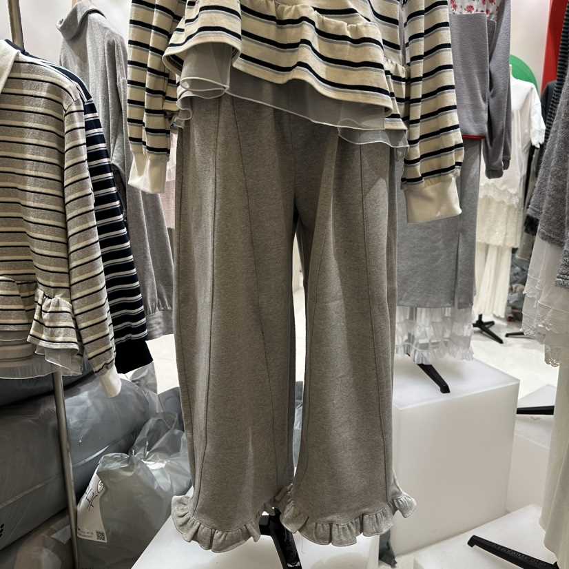 MINI UNNI東大門㊣實拍女裝新品推薦職業熱賣休閑褲荷葉邊MINI UNNI休閑褲