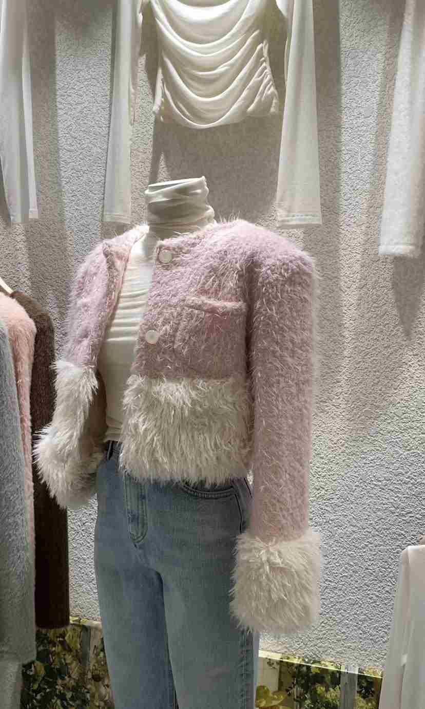 N BROWN韓國直郵㊣女士新品人氣熱賣推薦休閑時尚夾克安哥拉N BROWN夾克