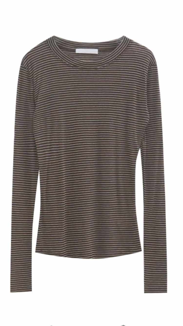 SUMMER MOON韓國代購㊣女士新款休閑長袖T恤美利奴羊毛條紋SUMMER MOON長袖T恤