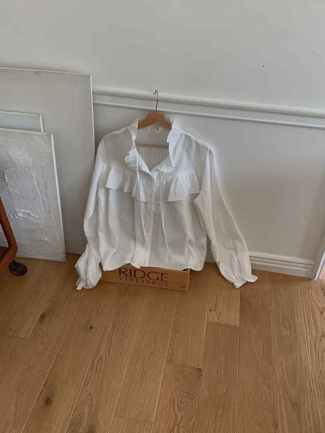 SUMMER MOON韓國代購㊣女士新品25秋冬推薦襯衫蕾絲衫荷葉邊SUMMER MOON襯衫/蕾絲衫