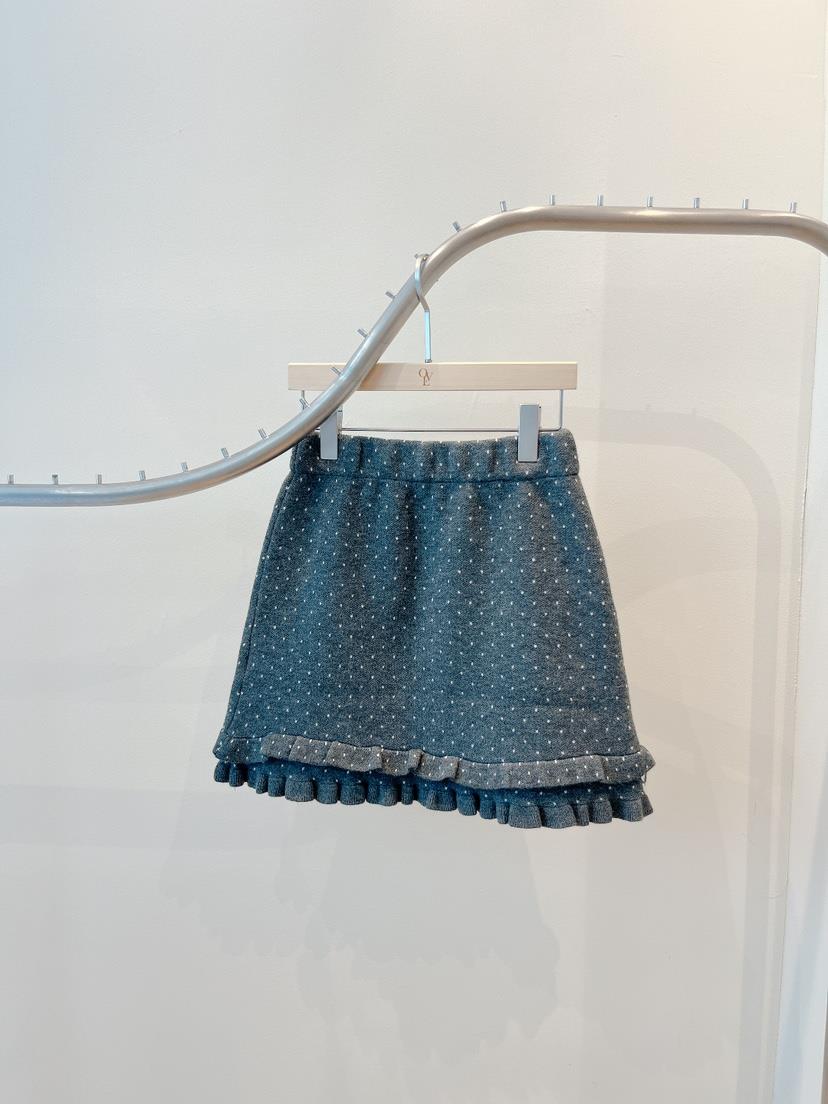 OVE東大門㊣實拍女裝新品熱賣真品職業半身裙中短裙圓點褶邊OVE半身裙/中短裙