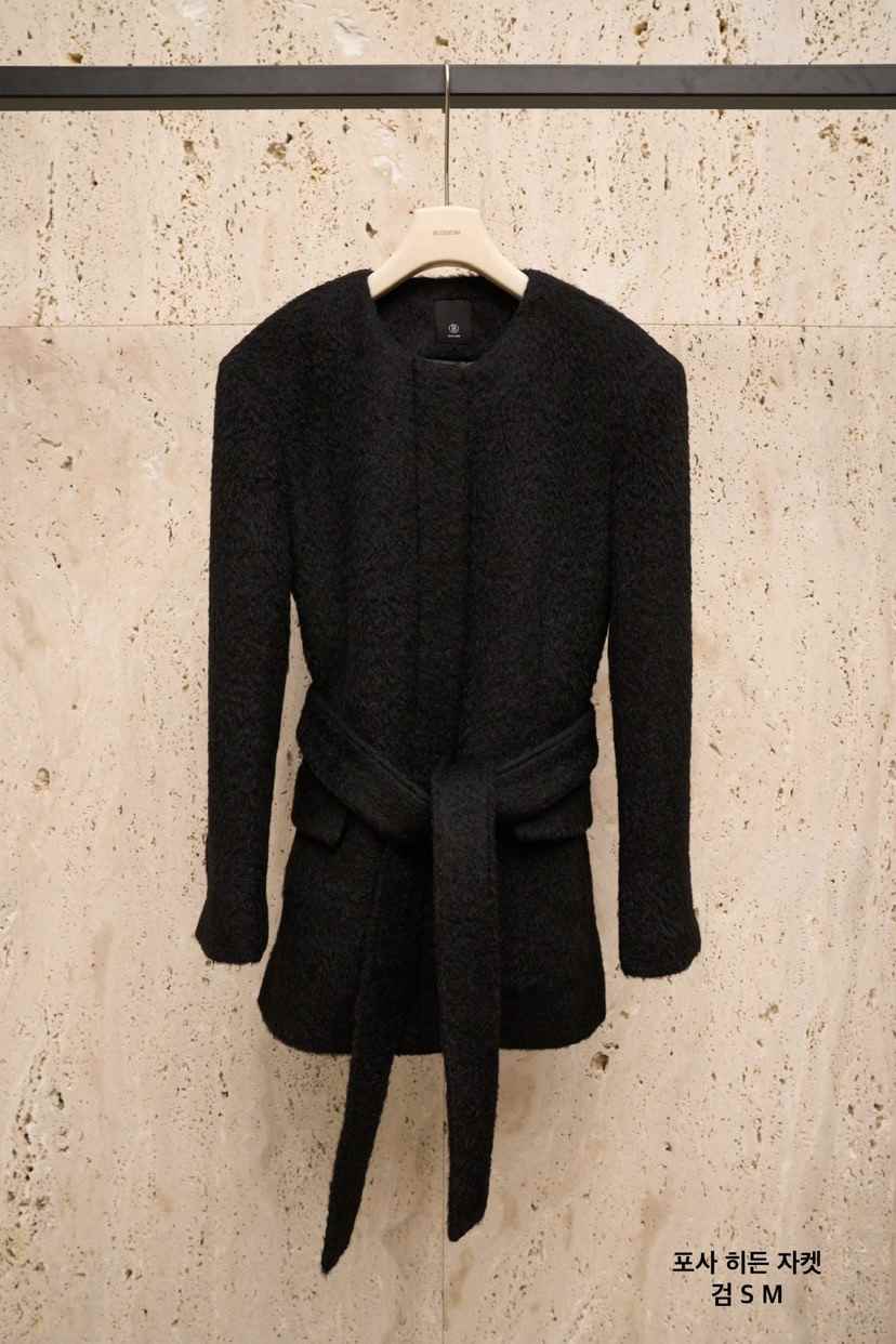 BLOSSOM韓國代購㊣女士新品時尚熱賣推薦25秋冬短款大衣含腰帶BLOSSOM短款大衣