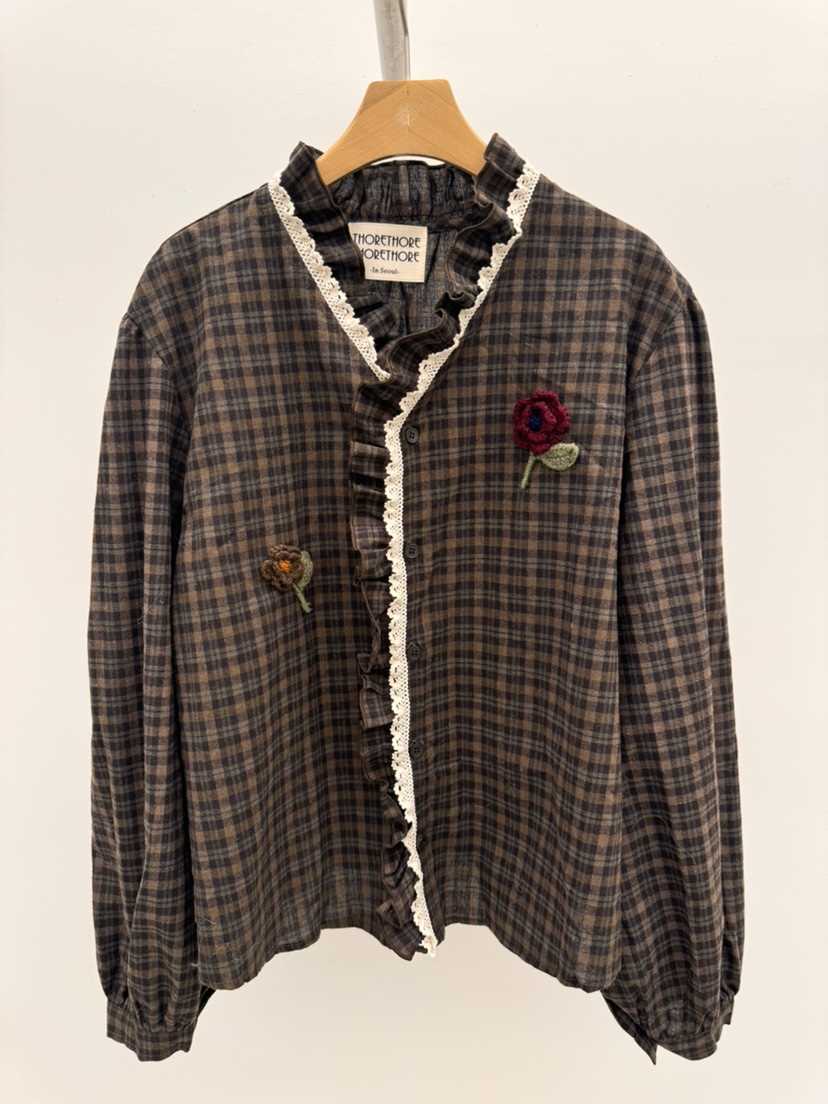 THORE韓國代購㊣女裝新款人氣熱賣時尚真品休閑25秋冬襯衫蕾絲衫THORE襯衫/蕾絲衫