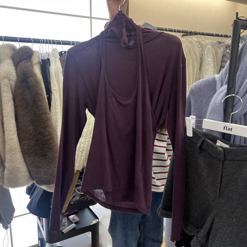 FLAT東大門㊣直郵女士新品熱賣真品推薦人氣25秋冬職業長袖T恤FLAT長袖T恤