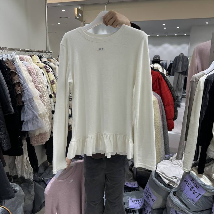 BENE韓國直郵㊣女士新品人氣休閑25秋冬真品職業時尚長袖T恤BENE長袖T恤