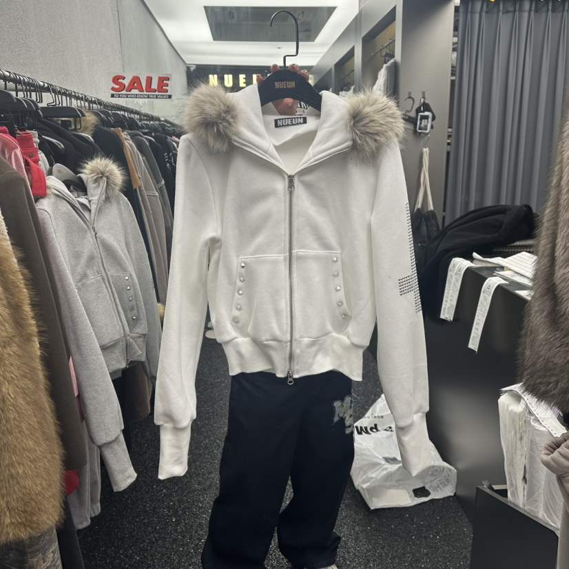 NUEUN東大門㊣直郵女裝新款推薦25秋冬夾克連帽拉鏈衫加絨抓絨NUEUN/SEEOT夾克