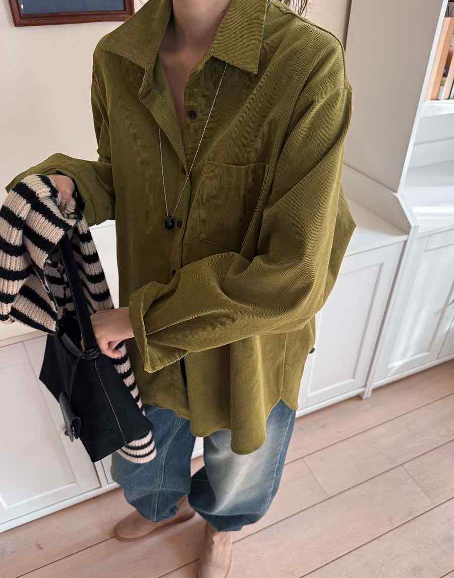 ALLU韓國直郵㊣女裝新品人氣推薦休閑真品襯衫蕾絲衫燈心絨ALLU襯衫/蕾絲衫