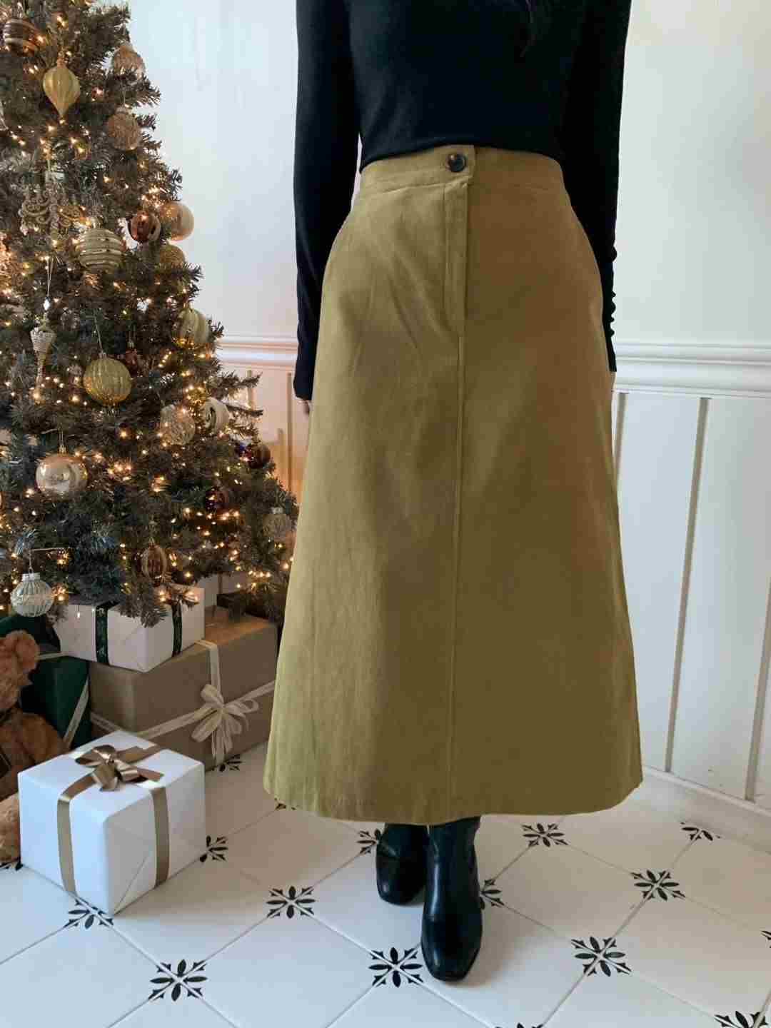 ALLU韓國直郵㊣女裝新品熱賣25秋冬時尚推薦休閑長裙燈芯絨ALLU長裙