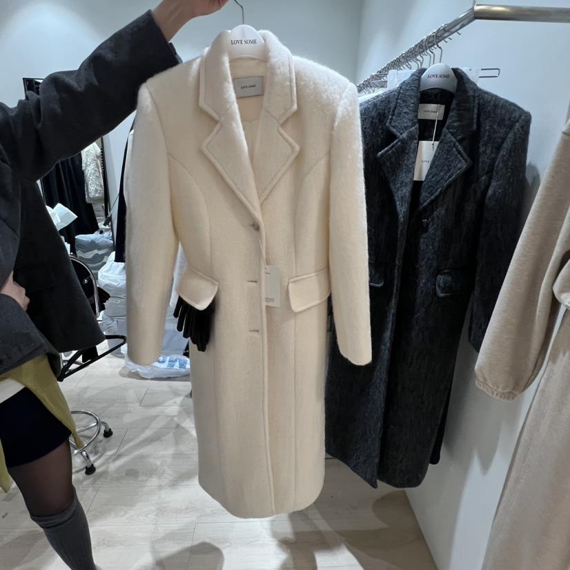 LOVE SOME東大門㊣實拍女士新品人氣職業休閑中長款大衣羊毛LOVE SOME中長款大衣