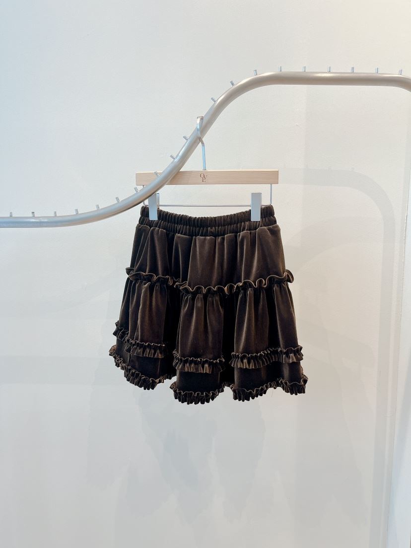 OVE韓國代購㊣女裝新品人氣時尚休閑職業25秋冬推薦短裙天鵝絨OVE短裙