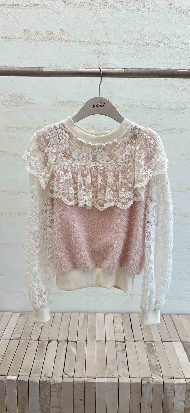 YARD韓國代購㊣女裝新品時尚25秋冬真品人氣休閑襯衫蕾絲衫絨YARD襯衫/蕾絲衫