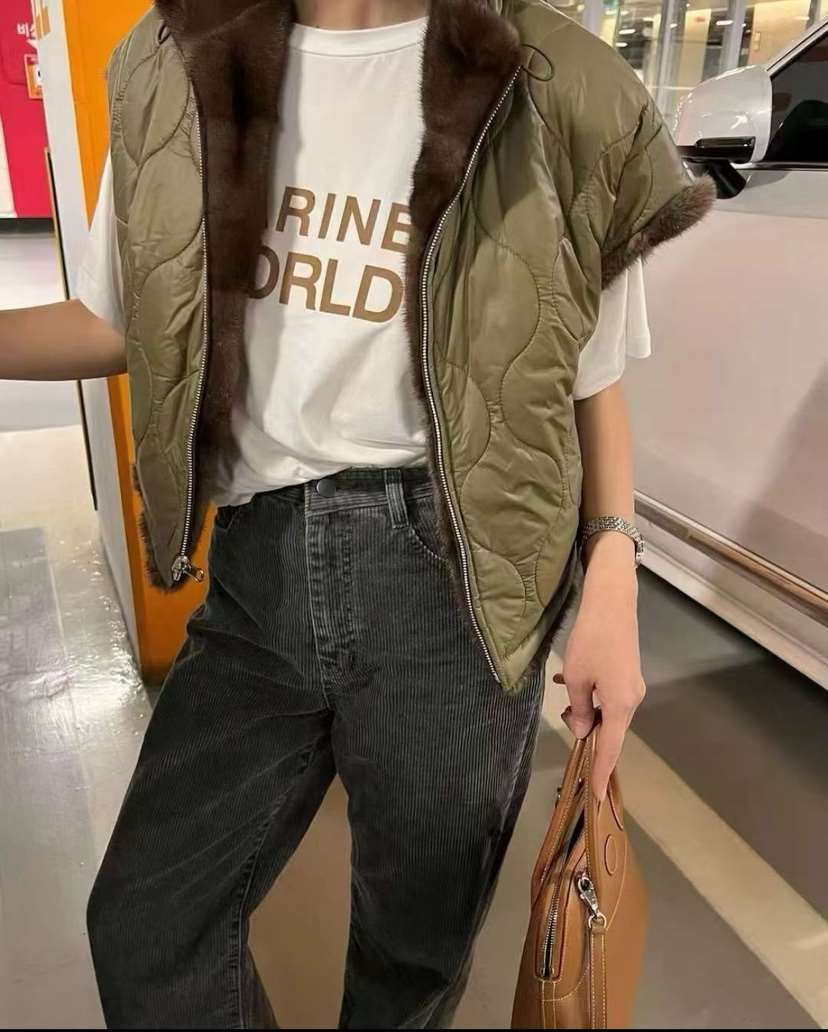 DOUZEMOIS東大門㊣實拍女士新品熱賣25秋冬馬甲不含內搭貂皮雙面DOUZEMOIS馬甲