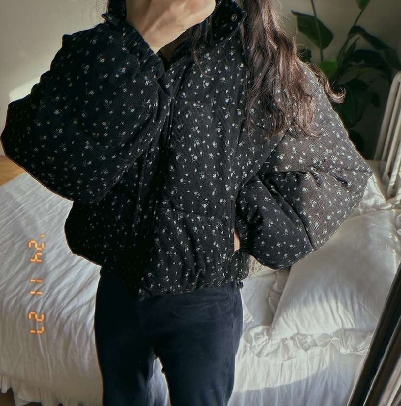 DOUZEMOIS東大門㊣直郵女裝新款時尚25秋冬短款棉服花朵填充DOUZEMOIS短款棉服