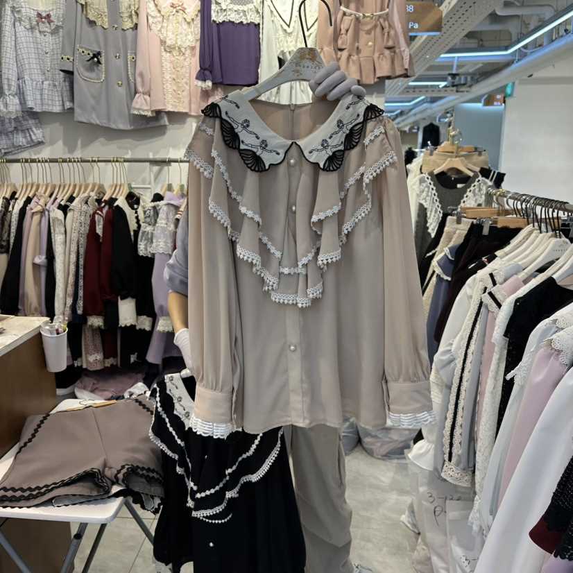 PAPA東大門㊣直郵女裝新品職業時尚人氣25秋冬休閑襯衫蕾絲衫PaPa/HALMADE襯衫/蕾絲衫