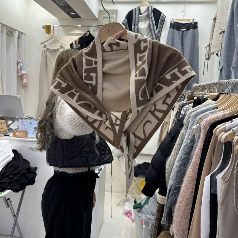 HOJAE韓國代購㊣女裝新品時尚熱賣25秋冬真品休閑圍巾披肩披肩MID-LEVEL JUMP圍巾/披肩