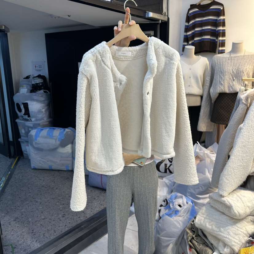 HARU-Q韓國直郵㊣女士新品真品熱賣25秋冬人氣夾克毛皮開衫HARU-Q夾克