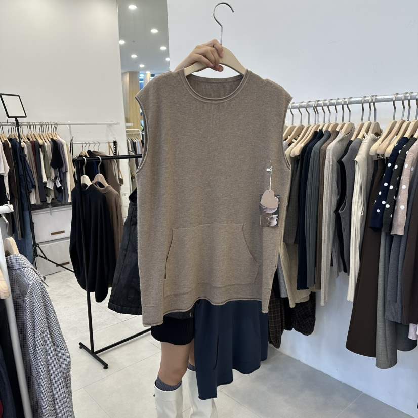 FUNNY POWDER東大門㊣實拍女士新款推薦休閑熱賣針織衫口袋THE FUNNY針織衫