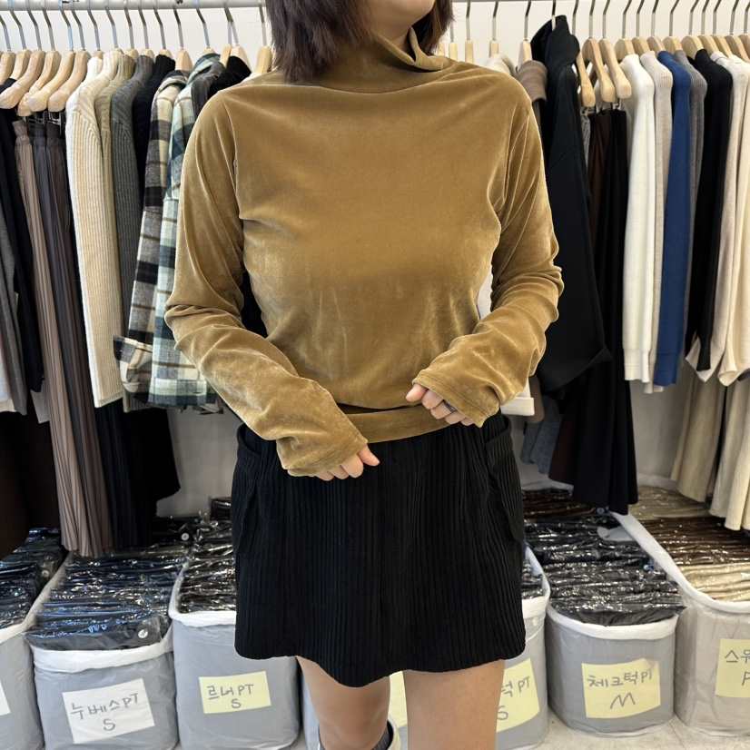 FUNNY POWDER東大門㊣實拍女裝新款25秋冬職業長袖T恤褶皺THE FUNNY長袖T恤