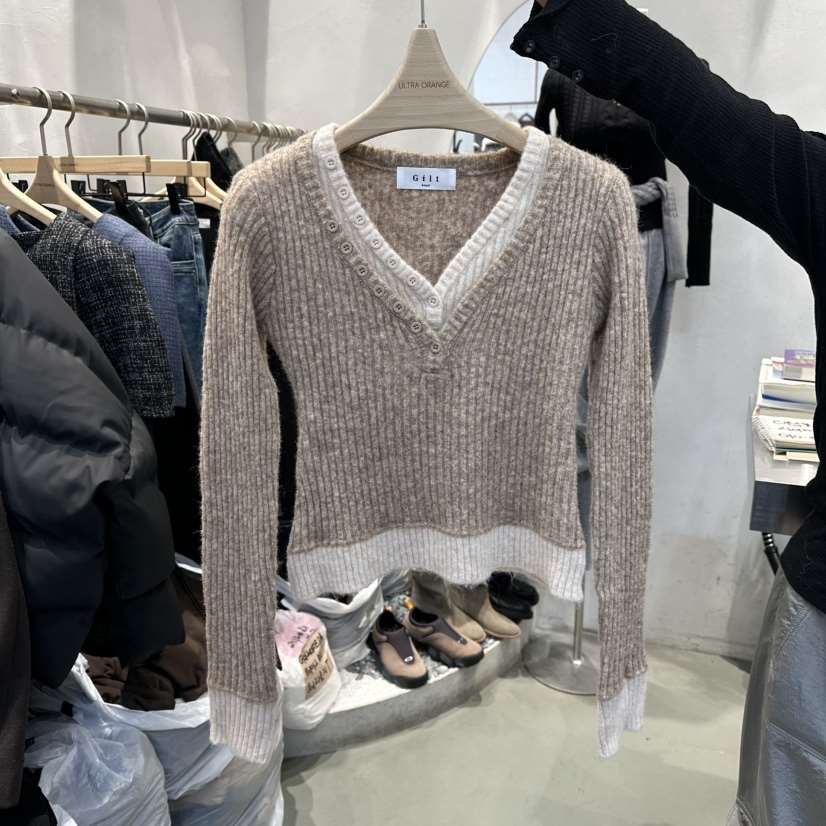 ULTRAORANGE東大門㊣實拍女裝新款人氣時尚休閑真品毛衣假兩件GILT/ULTRAORANGE毛衣
