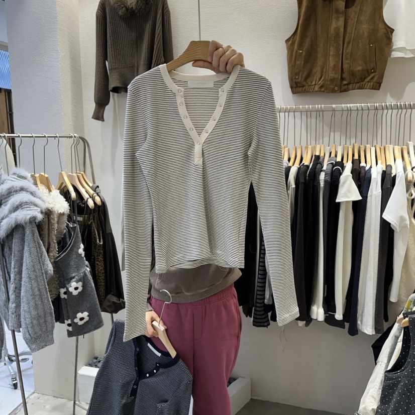 HIPTIQUE東大門㊣直郵女裝新品真品人氣職業時尚長袖T恤紐扣HIPTIQUE長袖T恤