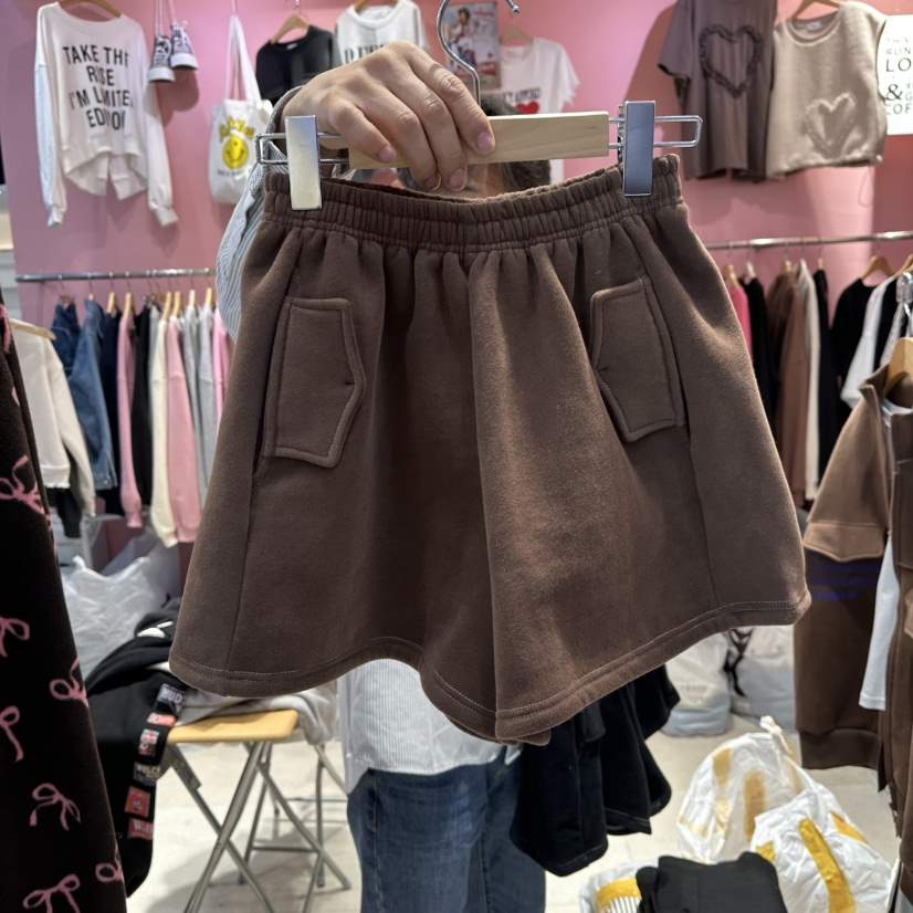 K STORY東大門㊣代購女士新品熱賣休閑職業真品短褲口袋加絨K STORY短褲
