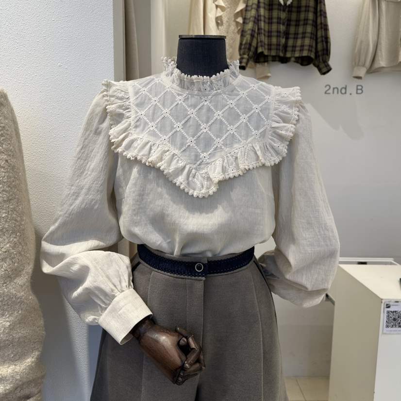 2nd B-S韓國直郵㊣女裝新款真品熱賣推薦職業襯衫蕾絲衫刺繡2nd B-S襯衫/蕾絲衫