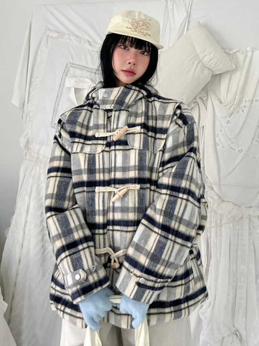 LIBERTE東大門㊣實拍女士新款25秋冬熱賣職業真品短款大衣格子LIBERTE短款大衣