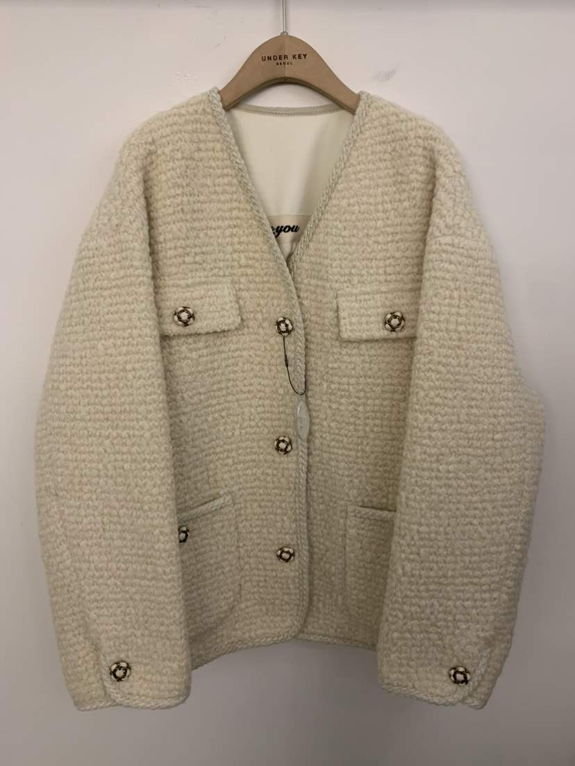 UNDER KEY韓國直郵㊣女裝新款人氣短款羽絨服羊毛花呢鴨絨UNDER KEY短款羽絨服