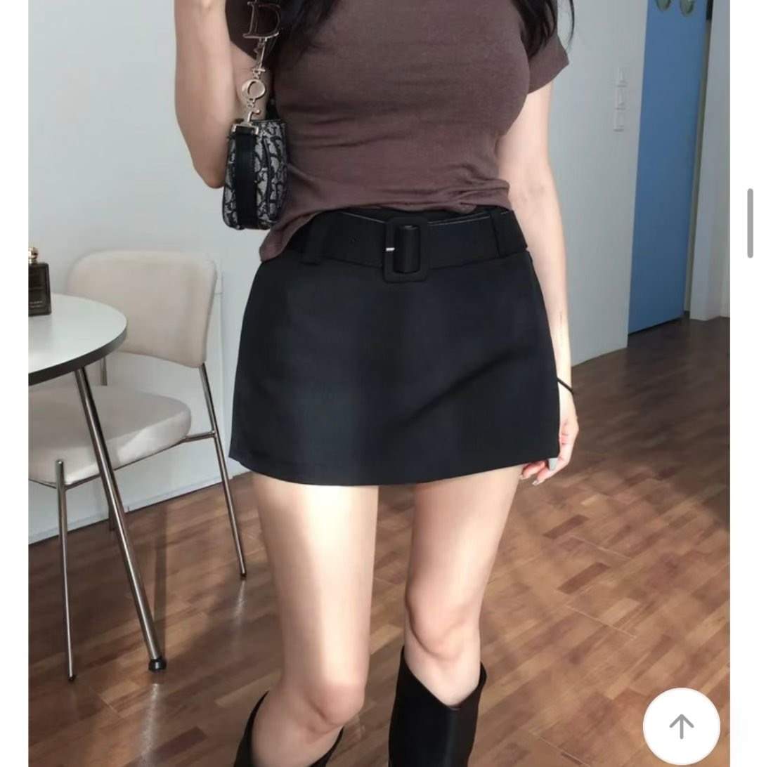 BOY MEET GIRL-T韓國直郵㊣女裝新款熱賣時尚職業短裙系帶BOY MEET GIRL-T短裙