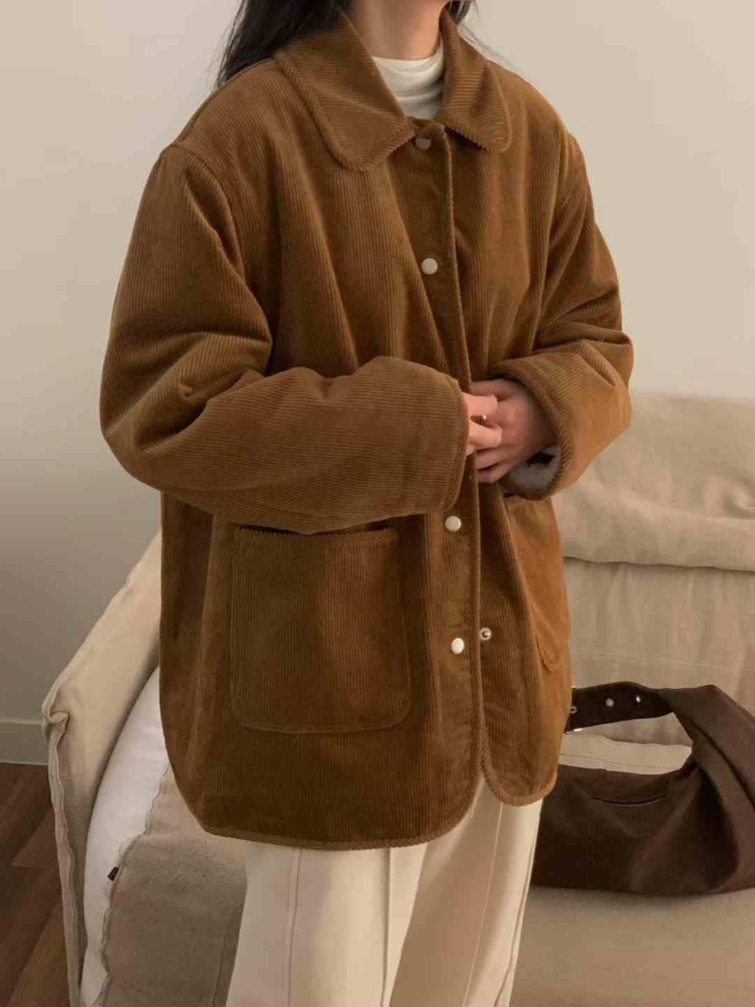 LURE東大門㊣實拍女裝新品25秋冬真品人氣熱賣短款棉服燈芯絨LURE短款棉服